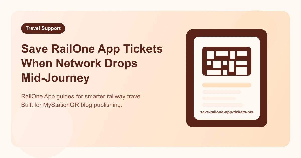 Save RailOne App Tickets When Network Drops Mid-Journey